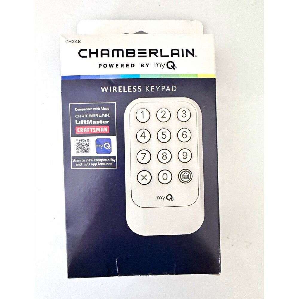 Chamberlain myQ CH348 Wireless Garage Door Keypad White Illuminated 12-Button